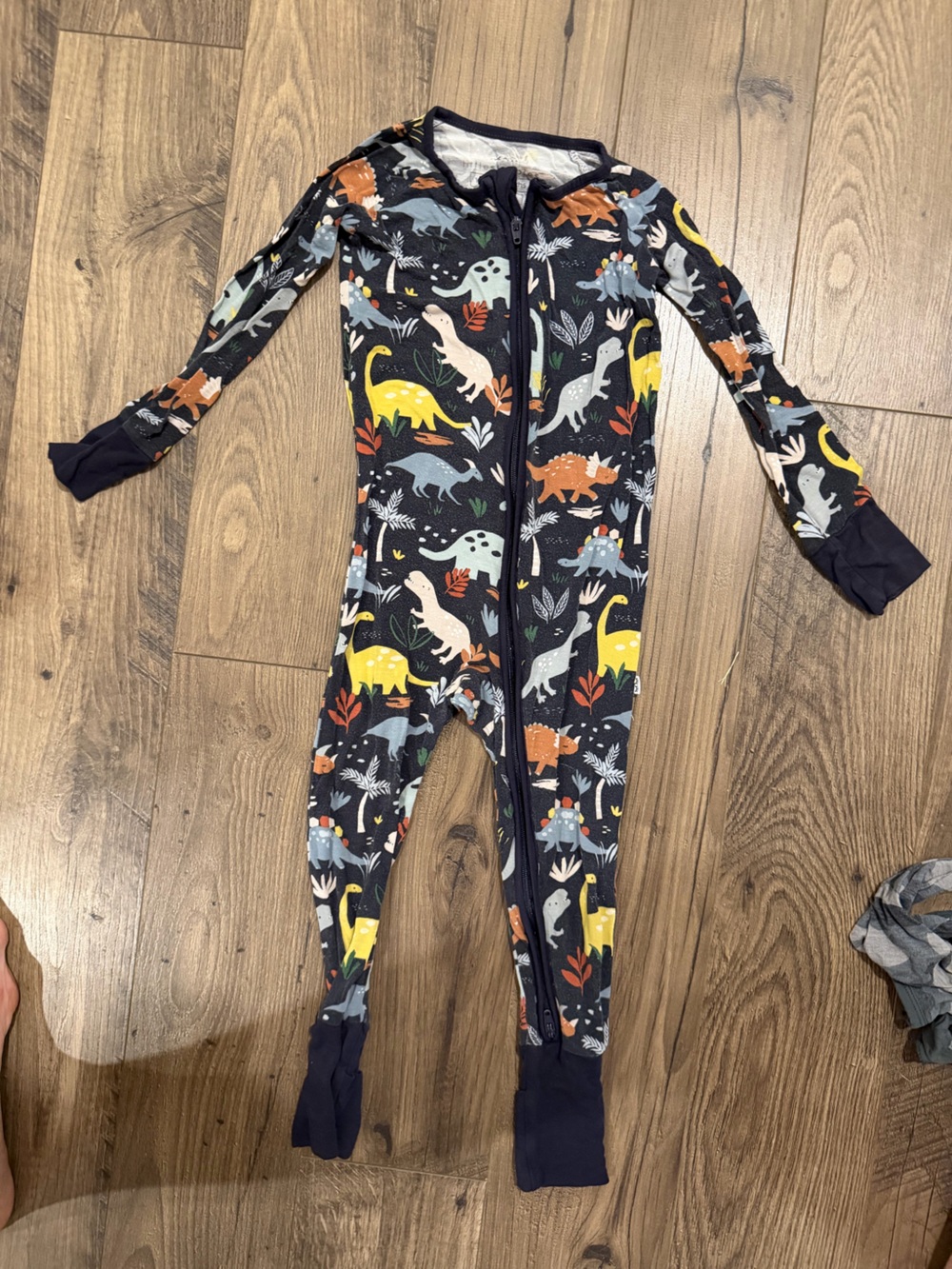 Little Sleepies Zippie Dinosaur Print One-Piece Zip Pajamas - Black